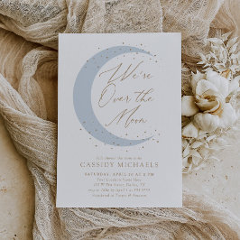 Über dem Mond Blue Boy Baby Dusche Einladung