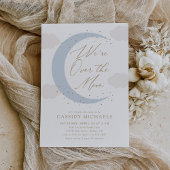 Über dem Mond Blue Boy Baby Dusche Einladung