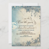 Über dem Mond Blue Boy Baby Dusche Einladung (Vorderseite)