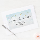 Über dem Mond Blue Boy Baby Dusche Rechteckiger Aufkleber (Umschlag)