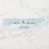 Über dem Mond Blue Boy Baby Dusche Wasserflaschenetikett (Einzelnes Label)