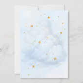 Über dem Mond Blue Clouds Airplane Baby Boy Shower Einladung (Rückseite)