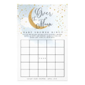 Über dem Mond Blue & Gold Baby Paper Bingo Card Flyer (Vorne)