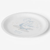 Über dem Mond Blue Gold Stars Babydusche Pappteller (Schrägansicht)