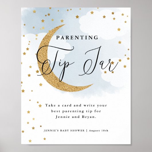 Über dem Mond Blue Kinderzettel Baby Duwer Game Poster (Vorne)