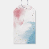 Über dem Mond Blue Pink Gold Twins Baby Dusche Geschenkanhänger (Rückseite)