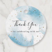 Über dem Mond Blue Sky Baby Dusche Geschenkanhänger (Rückseite)