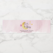 Über dem Mond, Blue Watercolor Babydusche Wasserflaschenetikett (Einzelnes Label)