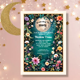 Über dem Mond Blumennacht Rosa Blume Girl Einladung