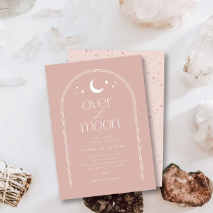 Über dem Mond Blush Boho Babydusche Einladung