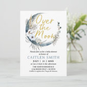 Über dem Mond Boho Baby Shower Boy Einladung (Stehend Vorderseite)