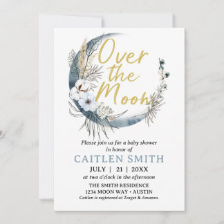 Über dem Mond Boho Baby Shower Boy Einladung