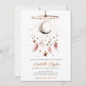 Über dem Mond Boho Celestial Girl Babydusche Einladung (Vorderseite)