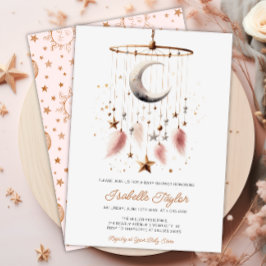 Über dem Mond Boho Celestial Girl Babydusche Einladung
