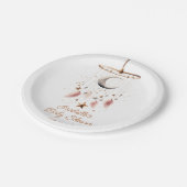 Über dem Mond Boho Celestial Girl Babydusche Pappteller (Schrägansicht)