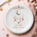 Über dem Mond Boho Celestial Girl Babydusche Pappteller<br><div class="desc">Über dem Mond Boho Celestial Girl Babydusche,  Teller für kundenspezifische Papiere</div>