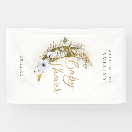 Über dem Mond Boho Gold Dust & Clouds Banner (Horizontal)