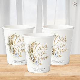 Über dem Mond Boho Gold Dust & Clouds Pappbecher