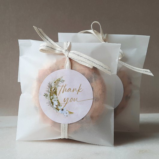 Über dem Mond Boho Gold Dust & Clouds Runder Aufkleber