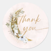 Über dem Mond Boho Gold Dust & Clouds Runder Aufkleber (Vorderseite)