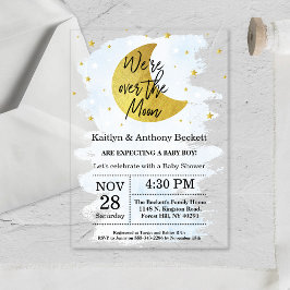 Über dem Mond | Boys Baby Dusche Acryleinladungen