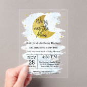 Über dem Mond | Boys Baby Dusche Acryleinladungen (Insitu (Handheld))