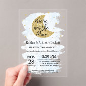 Über dem Mond | Boys Baby Dusche Acryleinladungen (Insitu (Handheld))