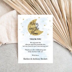 Über dem Mond Boys Baby Dusche Dankeskarte