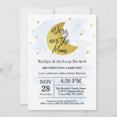 Über dem Mond | Boys Baby Dusche Einladung (Vorderseite)