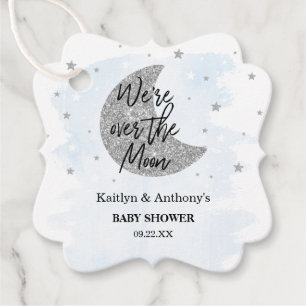 Über dem Mond   Boys Baby Dusche Geschenkanhänger