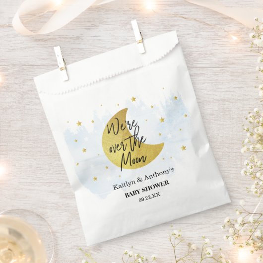 Über dem Mond | Boys Baby Dusche Geschenktütchen (Ausgeschnitten)