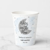 Über dem Mond | Boys Baby Dusche Pappbecher (Rückseite)