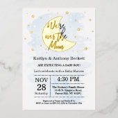 Über dem Mond | Boys Baby Dusche Real Folieneinladung (Vorderseite)