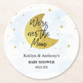 Über dem Mond | Boys Baby Dusche Runder Pappuntersetzer (Vorderseite)