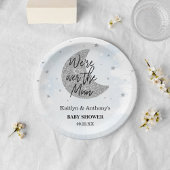 Über dem Mond | Boys Baby Shower Paper Plate Pappteller