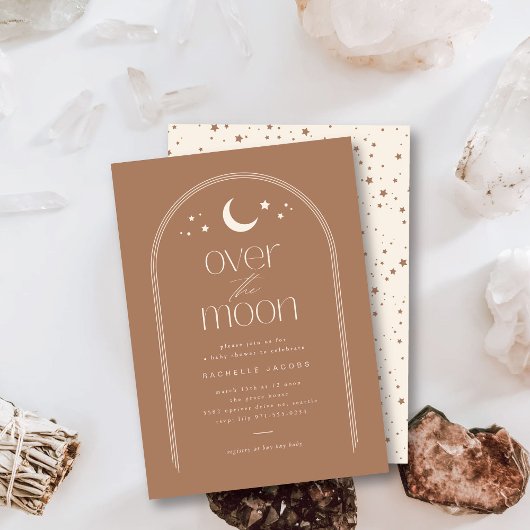 Über dem Mond Clay Boho Kinderdusche Einladung