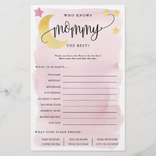 Über dem Mond, der Mama kennt Pink Paper Game Card Flyer
