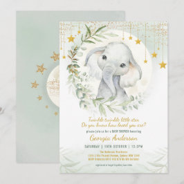 Über dem Mond | Dreamy Greenery Gold Baby Shower Einladung