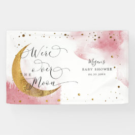 Über dem Mond Dreamy Pink Sky Baby Dusche Banner