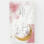 Über dem Mond Dreamy Pink Sky Baby Dusche Banner (Vertikal)