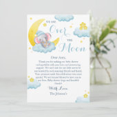 Über dem Mond Elefantenjunge Dusche Dankeskarte (Stehend Vorderseite)