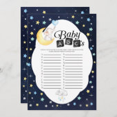 Über dem Mond Elephant Baby ABCs Spiel Einladung (Vorne/Hinten)