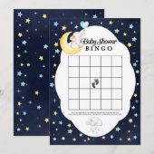 Über dem Mond Elephant Baby Shower Bingo Spiel Einladung (Vorne/Hinten)