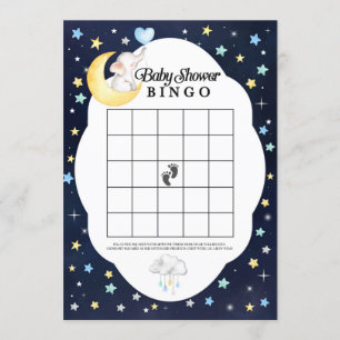 Über dem Mond Elephant Baby Shower Bingo Spiel Einladung