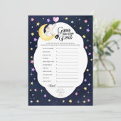 Über dem Mond Elephant Babydusche Preisspiel Einladung (Stehend Vorderseite)