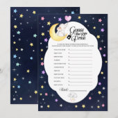 Über dem Mond Elephant Babydusche Preisspiel Einladung (Vorne/Hinten)