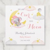 Über dem Mond Elephant Girl Babydusche Geschenkanhänger (Rückseite)