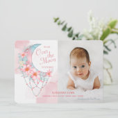 Über dem Mond Foto Geburtserklärung Ankündigung (Stehend Vorderseite)