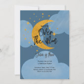 Über dem Mond funkelnder Kindergeburtstag Einladung (Vorderseite)