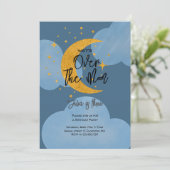 Über dem Mond funkelnder Kindergeburtstag Einladung (Stehend Vorderseite)